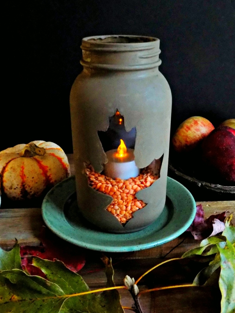 Fall Mason Jar Lantern - My Homemade Roots