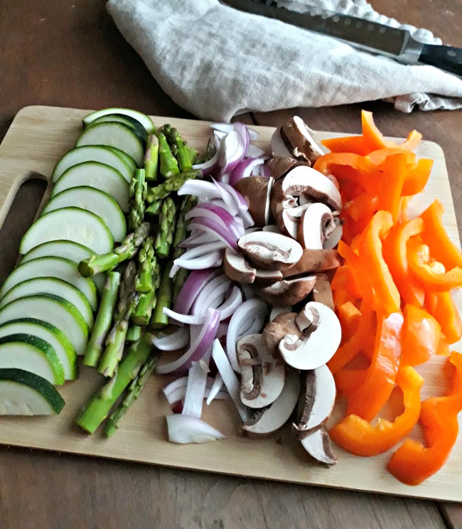 Chopped Vegetables for Thai Peanut Chicken Noodles