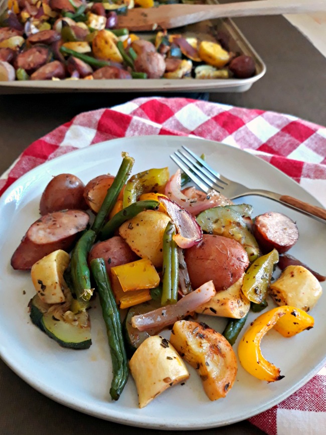 Sheet Pan Sausage and Summer Vegetables