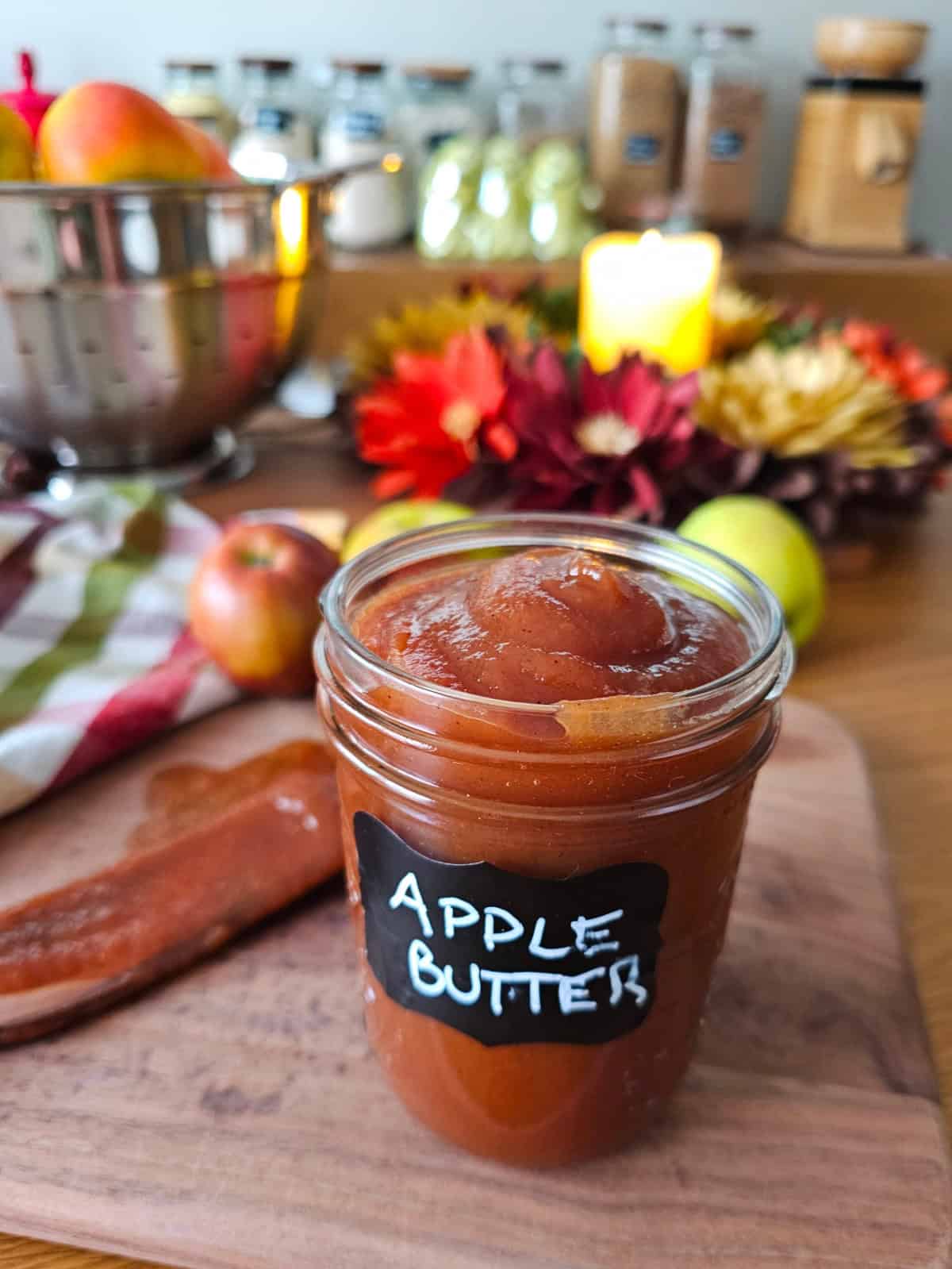 jars of homemade apple butter