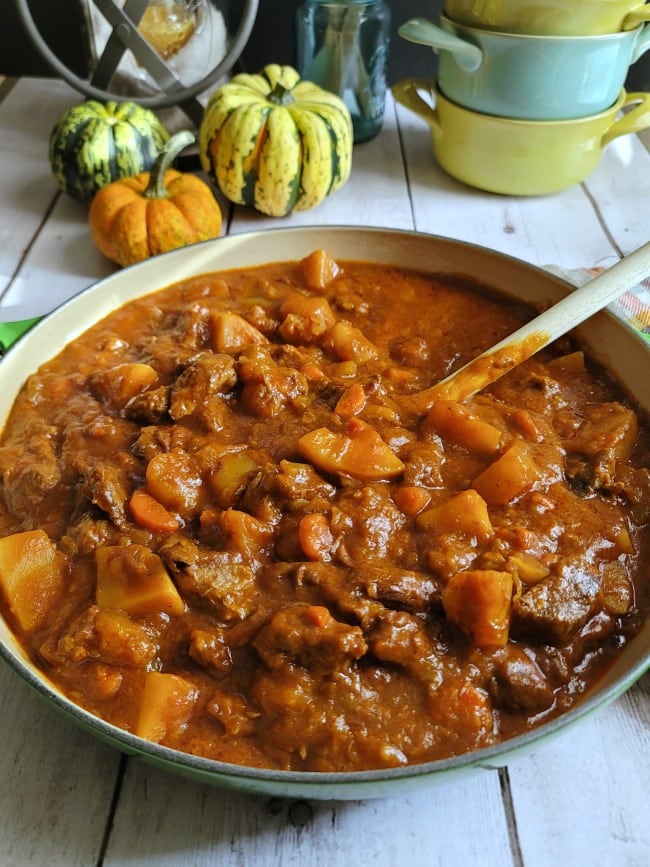 Autumn Harvest Beef Stew in Dutch Oven