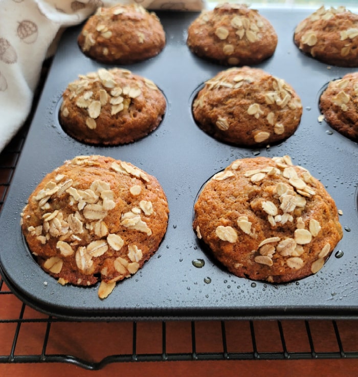 Tin of Spelt Banana Muffins Sweetened with Honey