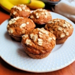 Plate of Spelt Banana Muffins Sweetened with Honey