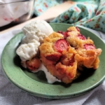 Strawberry Almond Buckle with Ice Cream
