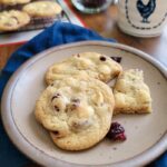 Plate of White Chocolate Chip Cookies with Cranberries