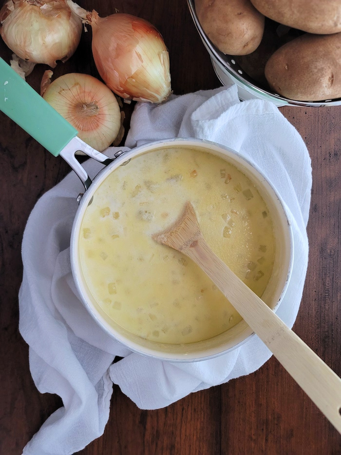 Pot of Simple Old-Fashioned Potato Soup