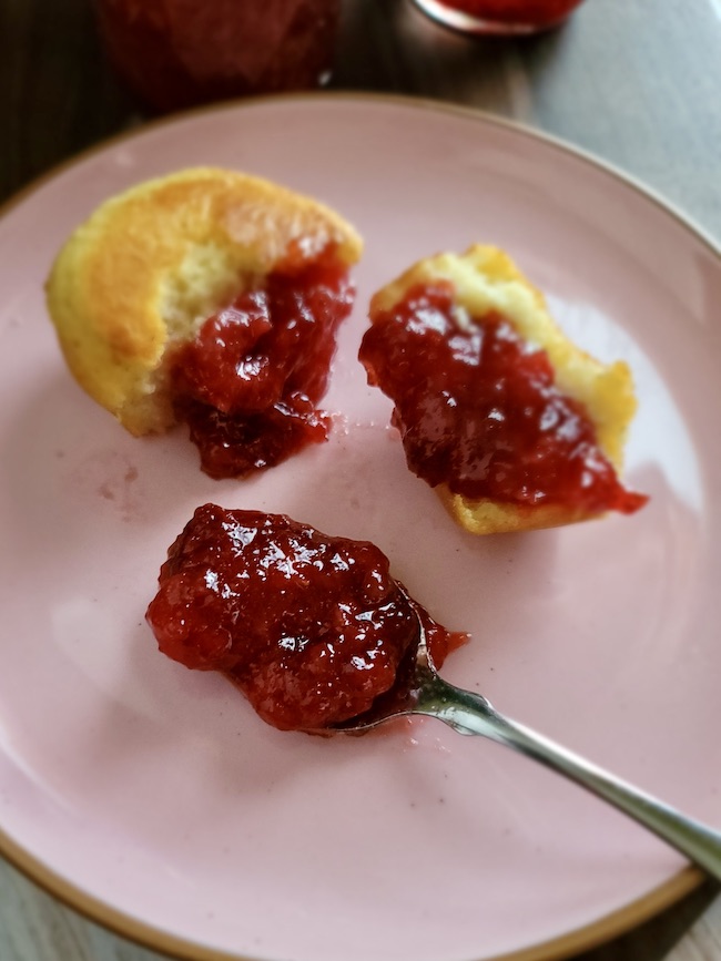 Homemade Strawberry Jam on Cornbread