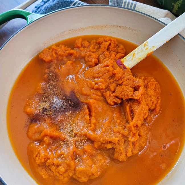 Making Pumpkin Butter in a Large Pot