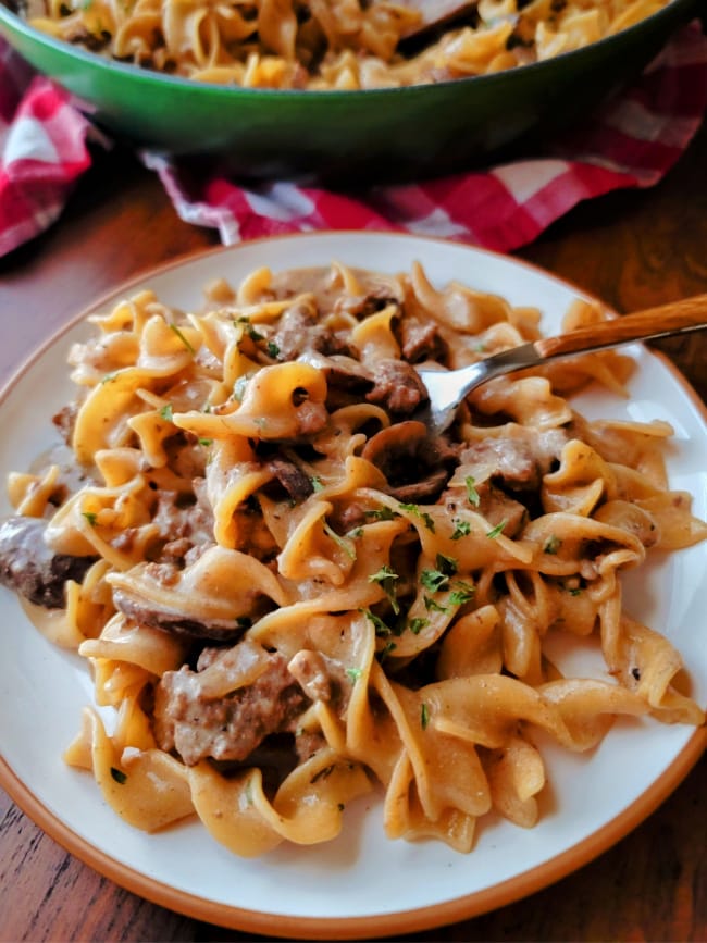 One-pot Ground Beef Stroganoff - My Homemade Roots