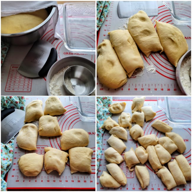 Instructions for dividing dough for dinner rolls