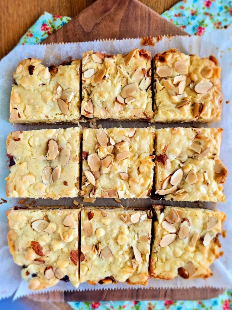 Cherry Coconut Bliss Bars with White Chocolate and Almonds