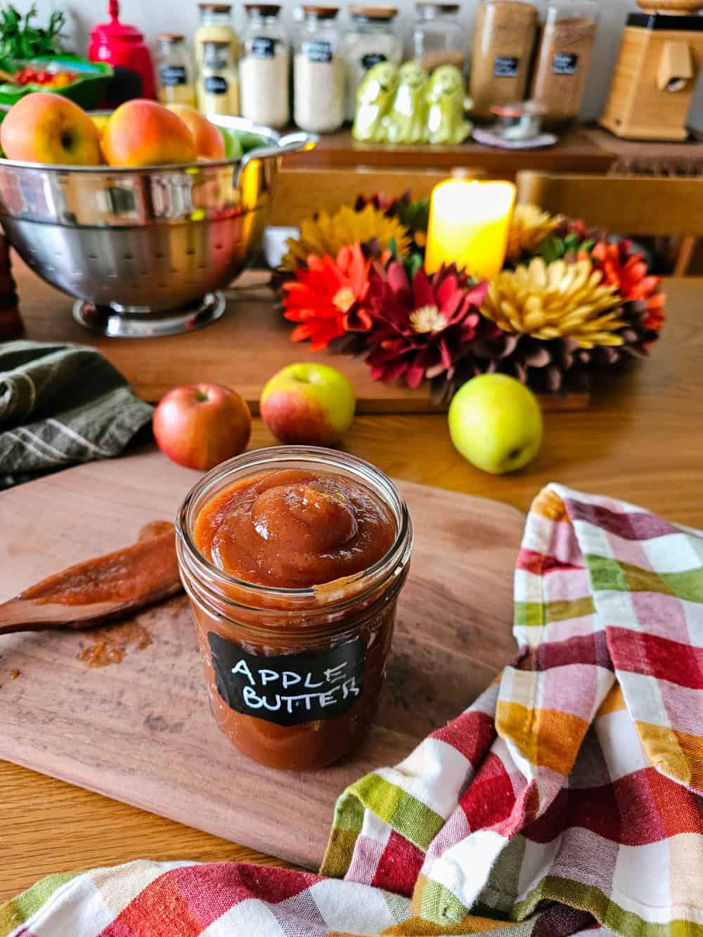 A jar of the Best Homemade Apple Butter 